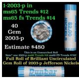 BU Shotgun Jefferson 5c roll, 2003-p 40 pcs Dunbar