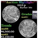 ***Major Highlight*** 1912-p Barber Half Dollars 5