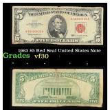 1963 $5 Red Seal United States Note Grades vf++