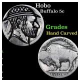 Hobo Buffalo Nickel 5c Grades Hand Carved