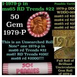 BU Shotgun Lincoln 1c roll, 1979-p 50 pcs Bank Wra