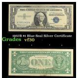 1957B $1 Blue Seal Silver Certificate Grades vf++