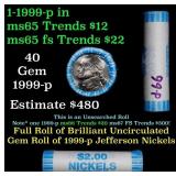 BU Shotgun Jefferson 5c roll, 1999-p 40 pcs Bank $