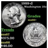 1989-d Washington Quarter 25c Grades GEM++ Unc