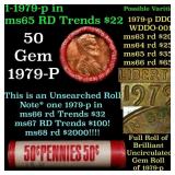 BU Shotgun Lincoln 1c roll, 1979-p 50 pcs Bank Wra