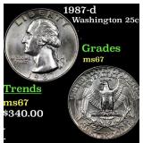 1987-d Washington Quarter 25c Grades GEM++ Unc