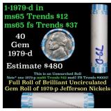 BU Shotgun Jefferson 5c roll, 1979-d 40 pcs Bank $