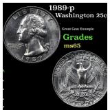 1989-p Washington Quarter 25c Grades GEM Unc