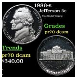 1986-s Proof Jefferson Nickel 5c GEM++ Proof Deep