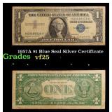 1957A $1 Blue Seal Silver Certificate Grades vf+