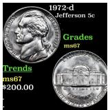 1972-d Jefferson Nickel 5c Grades GEM++ Unc