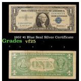 1957 $1 Blue Seal Silver Certificate Grades vf+
