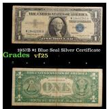 1957B $1 Blue Seal Silver Certificate Graded vf+