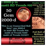 BU Shotgun Lincoln 1c roll, 2000-p 50 pcs Bank Wra