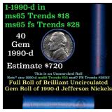 BU Shotgun Jefferson 5c roll, 1990-d 40 pcs Bank $