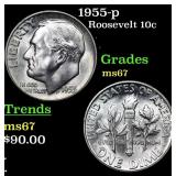 1955-p Roosevelt Dime 10c Grades GEM++ Unc