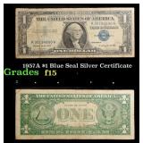 1957A $1 Blue Seal Silver Certificate Grades f+