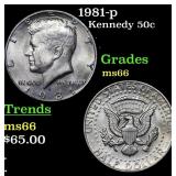 1981-p Kennedy Half Dollar 50c Grades GEM+ Unc