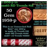 BU Shotgun Lincoln 1c roll, 1959-p 50 pcs Dunbar W