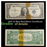 1957 $1 Blue Seal Silver Certificate Grades xf det