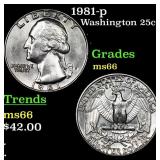 1981-p Washington Quarter 25c Grades GEM+ Unc