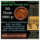 BU Shotgun Lincoln 1c roll, 1961-p 50 pcs Bank Wra