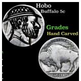 Hobo Buffalo Nickel 5c Grades Hand Carved