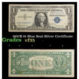 1957B $1 Blue Seal Silver Certificate Grades vf++