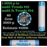 BU Shotgun Jefferson 5c roll, 2005-p Bison 40 pcs