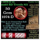 BU Shotgun Lincoln 1c roll, 1974-d 50 pcs Dunbar W