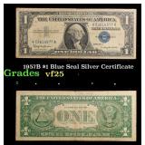 1957B $1 Blue Seal Silver Certificate Grades vf+