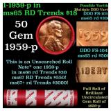 BU Shotgun Lincoln 1c roll, 1959-p 50 pcs Dunbar W