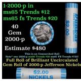 BU Shotgun Jefferson 5c roll, 2000-p 40 pcs Bank $