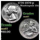 1776-1976-p Washington Quarter 25c Grades GEM++ Un