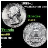 1989-d Washington Quarter 25c Grades GEM+ Unc