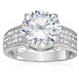 Decadence Sterling SIlver Round Cut Ring with Pave