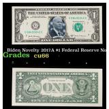 Biden Novelty 2017A $1 Federal Reserve Note Grades