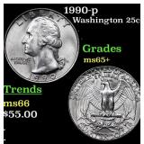 1990-p Washington Quarter 25c Grades GEM+ Unc