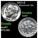 1971-d Roosevelt Dime 10c Grades GEM++ Unc