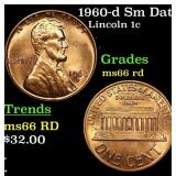 1960-d Sm Date Lincoln Cent 1c Grades GEM+ Unc RD