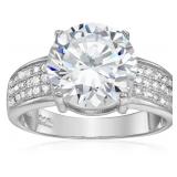 Decadence Sterling SIlver Round Cut Ring with Pave