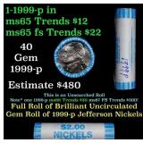 BU Shotgun Jefferson 5c roll, 1999-p 40 pcs Bank $