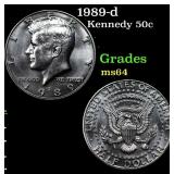 1989-d Kennedy Half Dollar 50c Grades Choice Unc