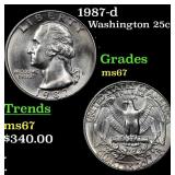 1987-d Washington Quarter 25c Grades GEM++ Unc