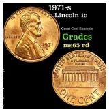 1971-s Lincoln Cent 1c Grades GEM Unc RD