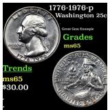 1776-1976-p Washington Quarter 25c Grades GEM Unc