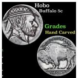 Hobo Buffalo Nickel 5c Grades Hand Carved