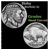 Hobo Buffalo Nickel 5c Grades Hand Carved