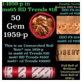 BU Shotgun Lincoln 1c roll, 1959-p 50 pcs Dunbar W