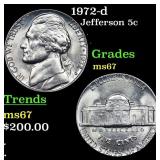 1972-d Jefferson Nickel 5c Grades GEM++ Unc